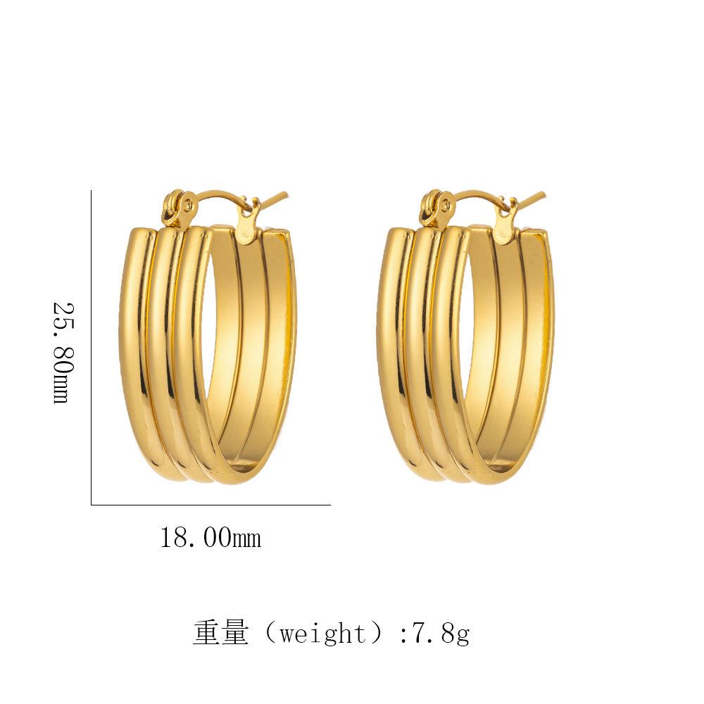 18K Gold Titanium Steel Twisted Spiral Earrings