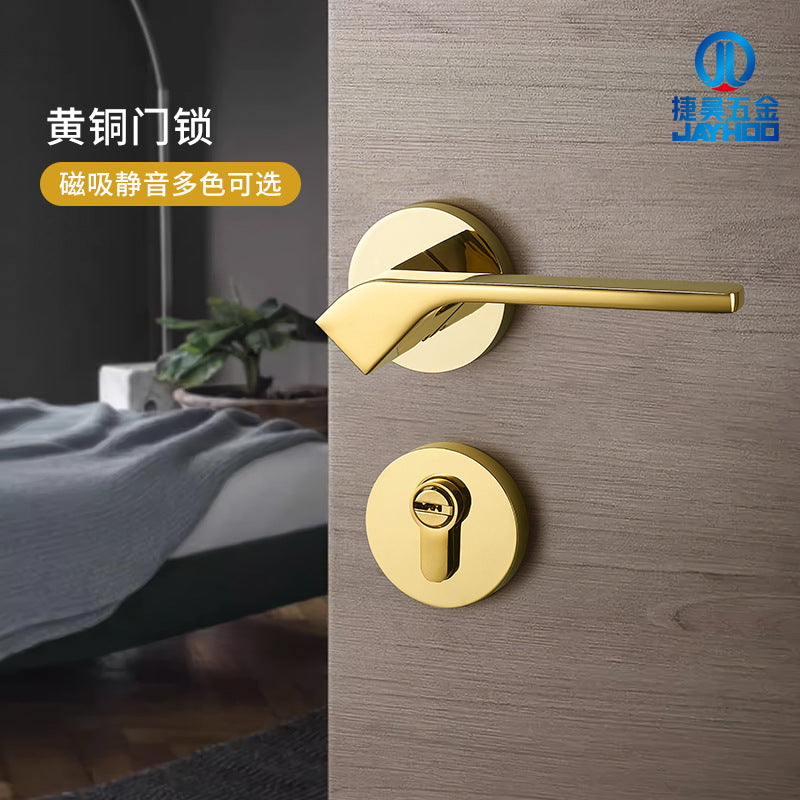 Brass gold interior door lock handle