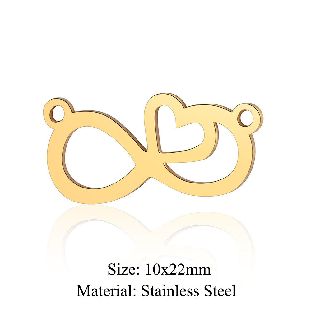 5 pcs/pack, love electrocardiogram, titanium steel pendant, peach heart DIY.