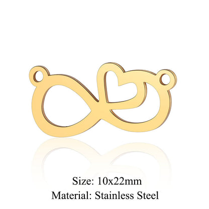 5 pcs/pack, love electrocardiogram, titanium steel pendant, peach heart DIY.