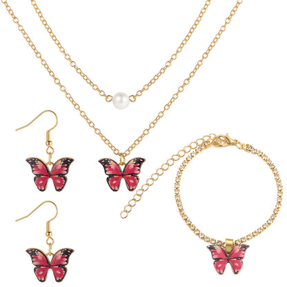 Pin Butterfly Pendant Jewelry Set 3 Pieces