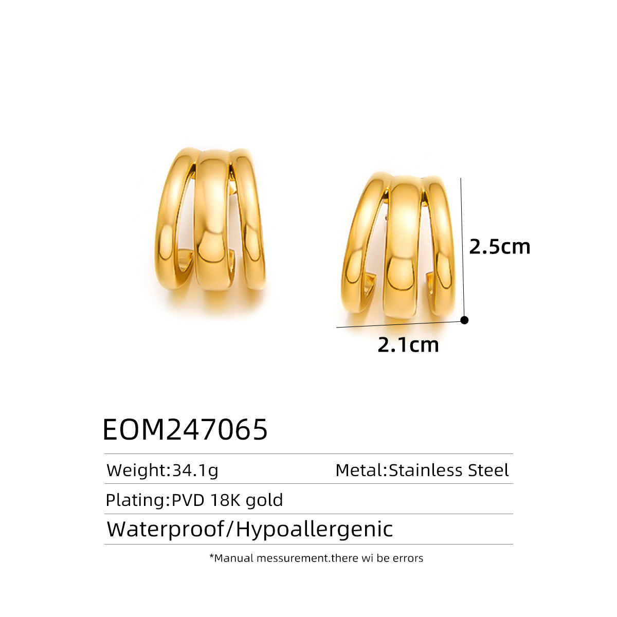 18K Gold Titanium Steel Hollow Geometric Statement Earrings