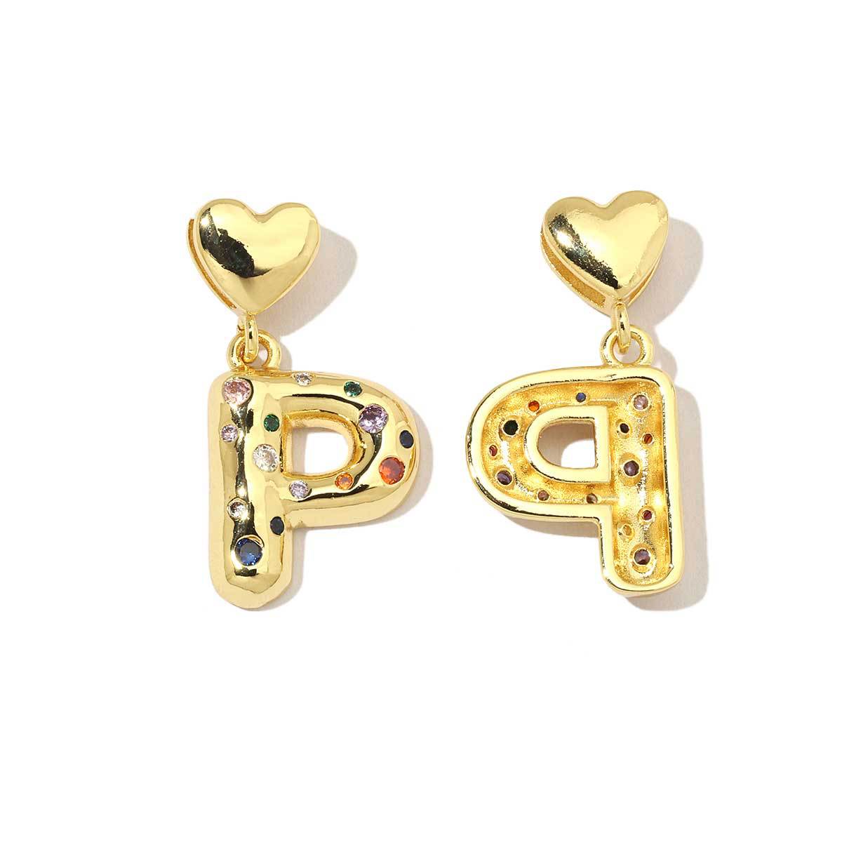 18K real gold copper zircon love letter necklace pendant.