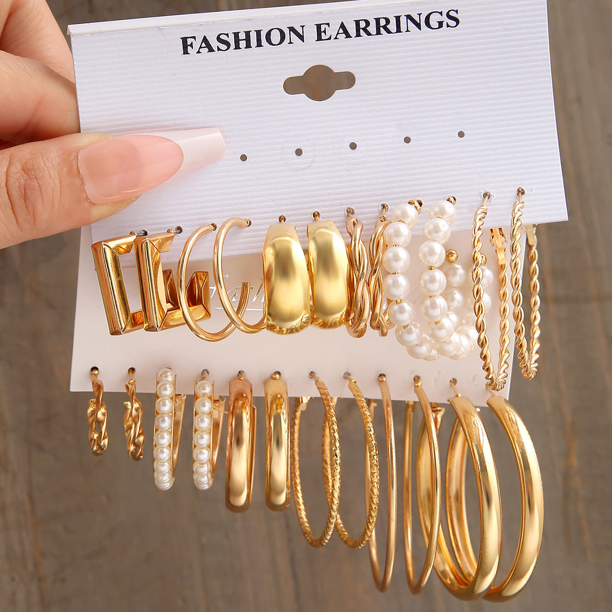 Metal Twist & Geometric Earring Set