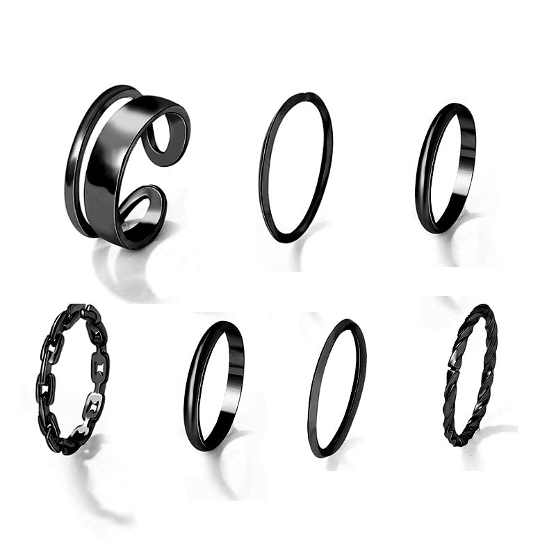 Stackable Black Joint Ring Set