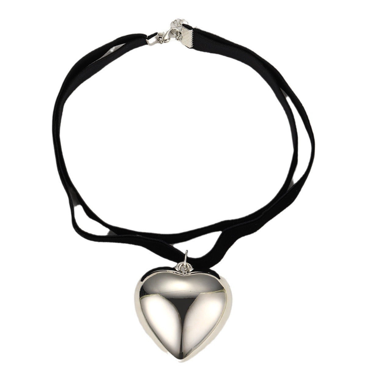 Collar de corazón de terciopelo de doble capa 