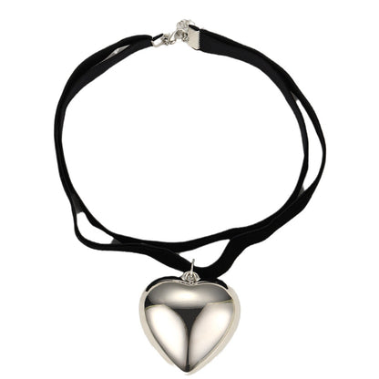 Collar de corazón de terciopelo de doble capa 