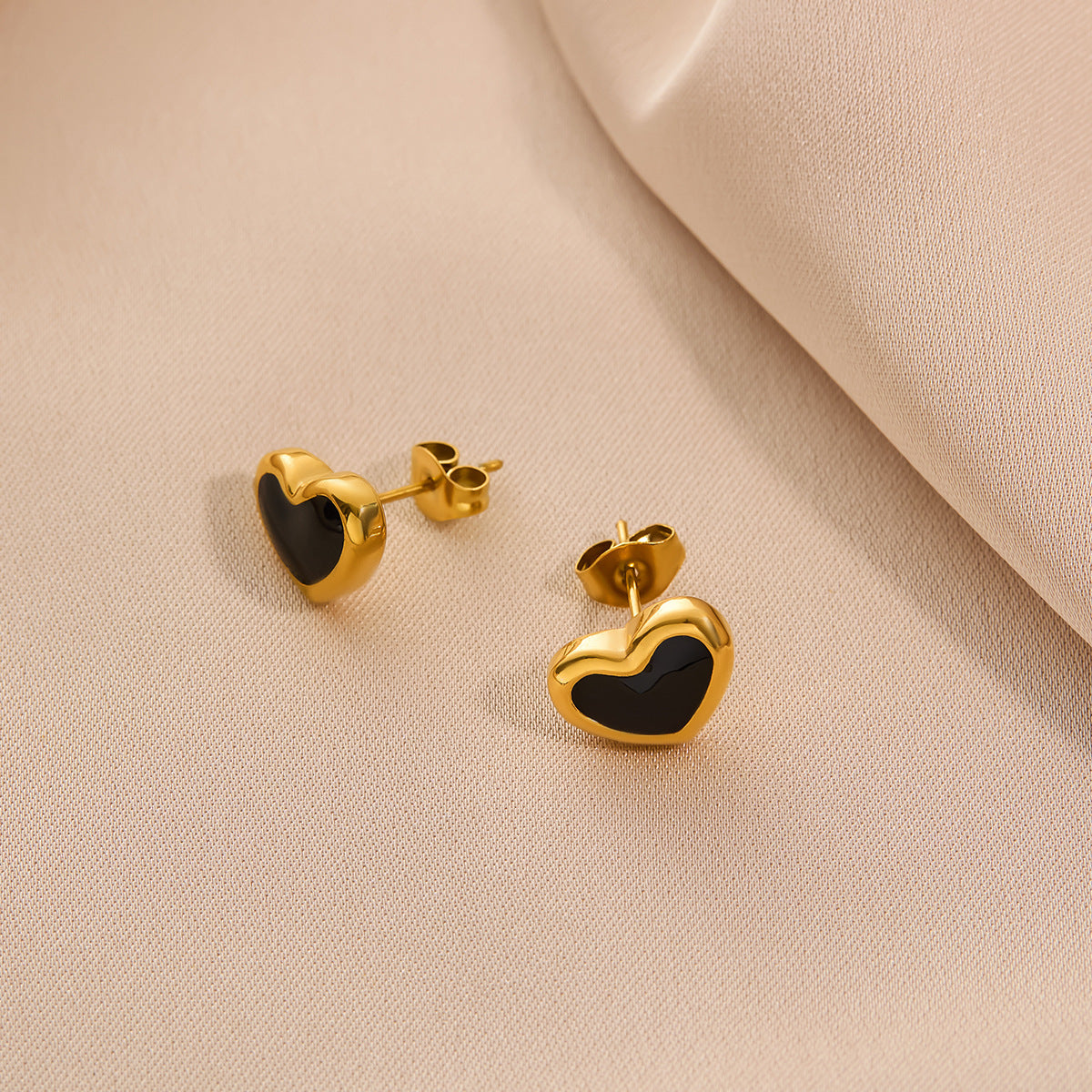peach heart stud earrings