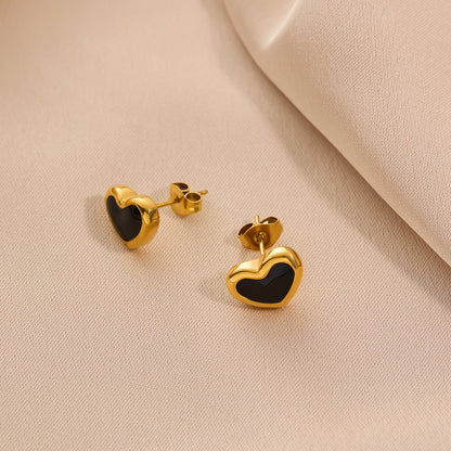 peach heart stud earrings