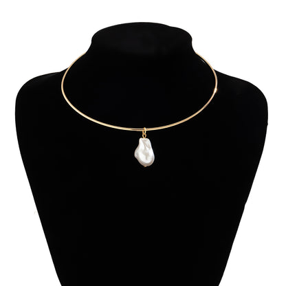 Collarbone chain punk pearl choker necklace