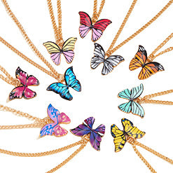 Gold Drip Butterfly Necklace Set (10-Piece)
