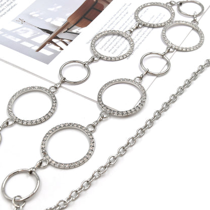 Belt chain female metal rhinestone