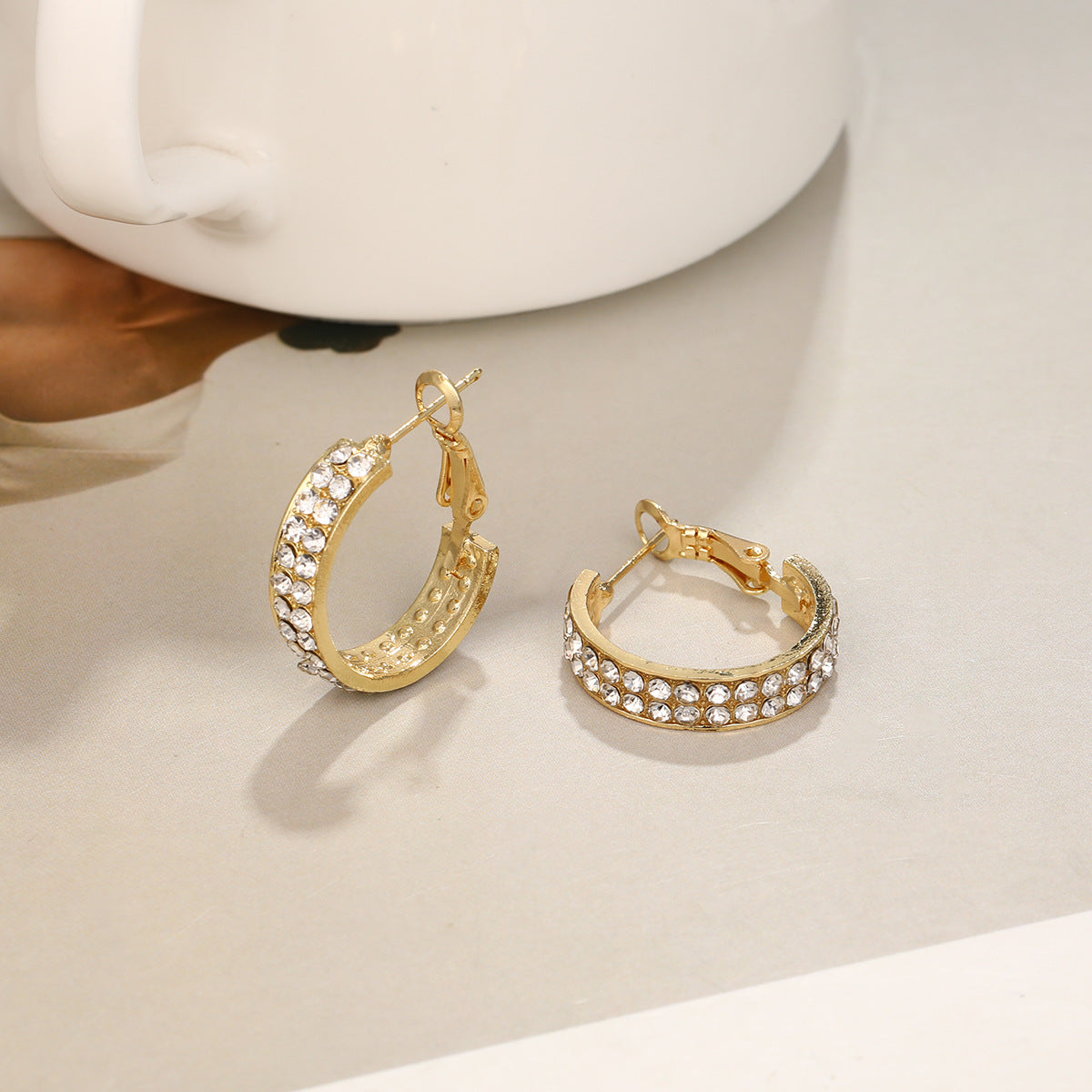 Sparkling Stud Hoop Earrings