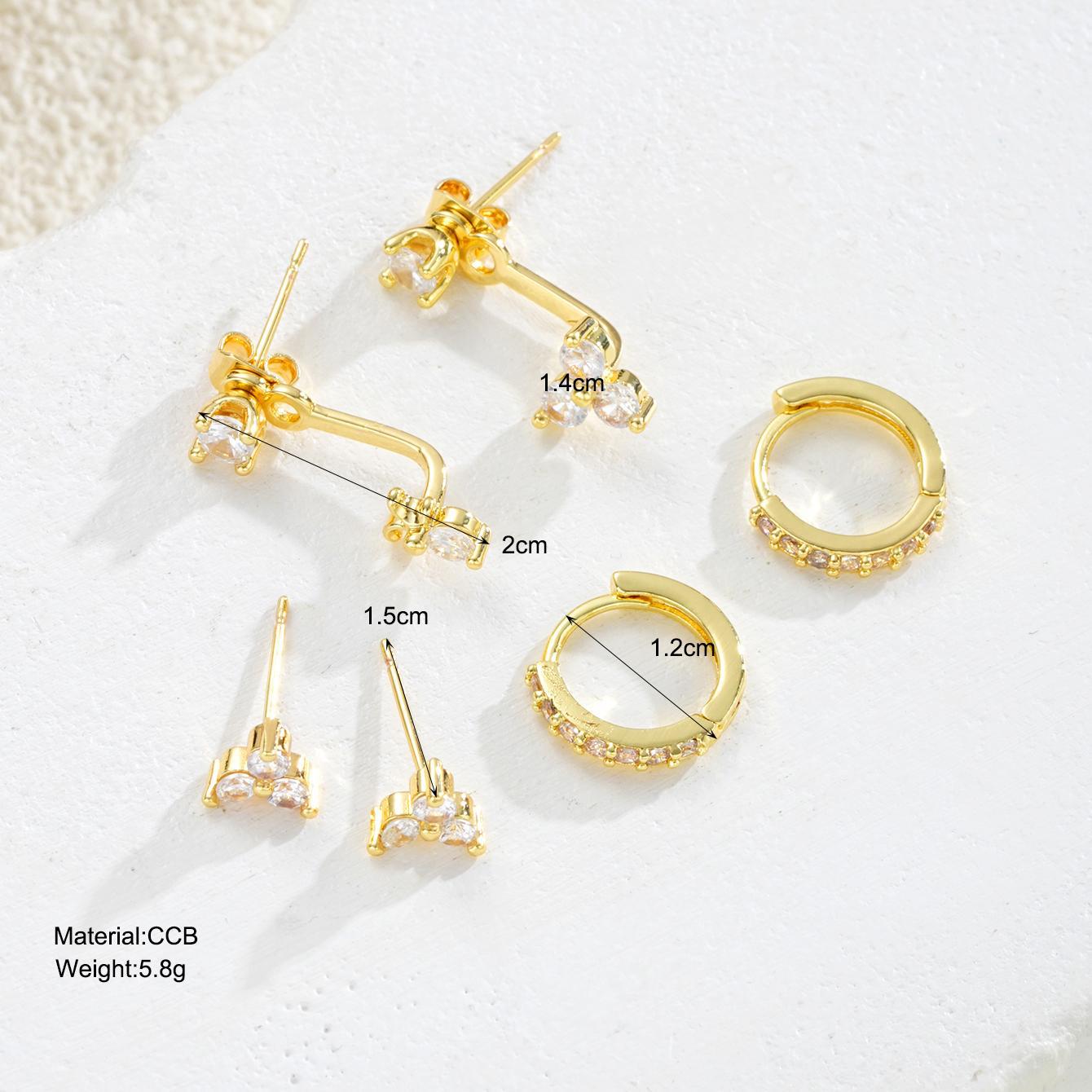 Diamond Zircon Hoop Earring Set (3-Piece)