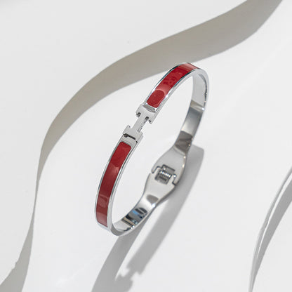 Pulseira de aço inoxidável com letra H, tendência da moda 