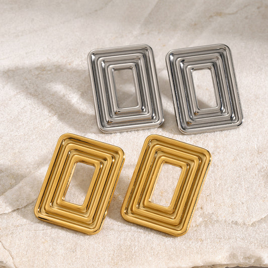 Pendientes rectangulares con forma de remolino hueco 