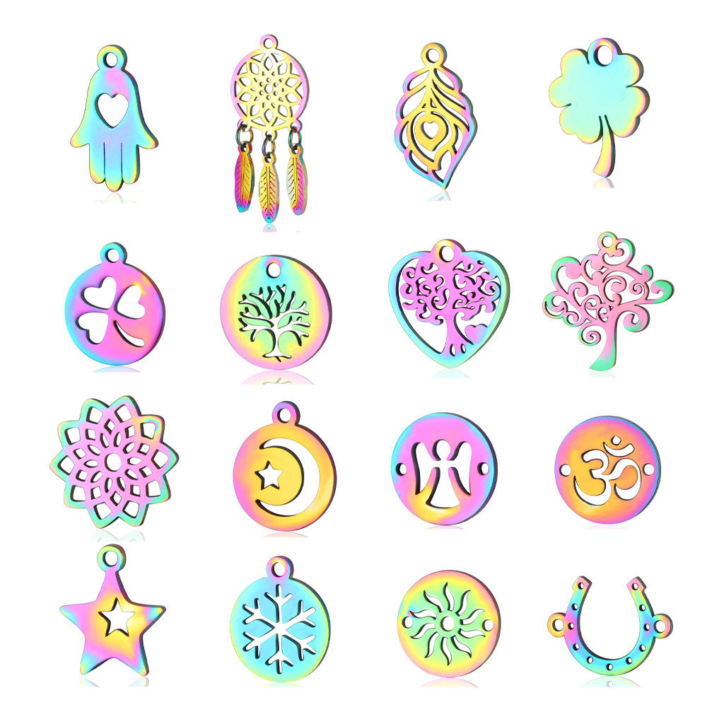 5 pcs/coated colorful dream catcher titanium steel pendant