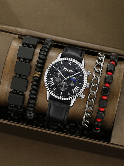Watch Personalized Alloy Beaded Bracelet Set