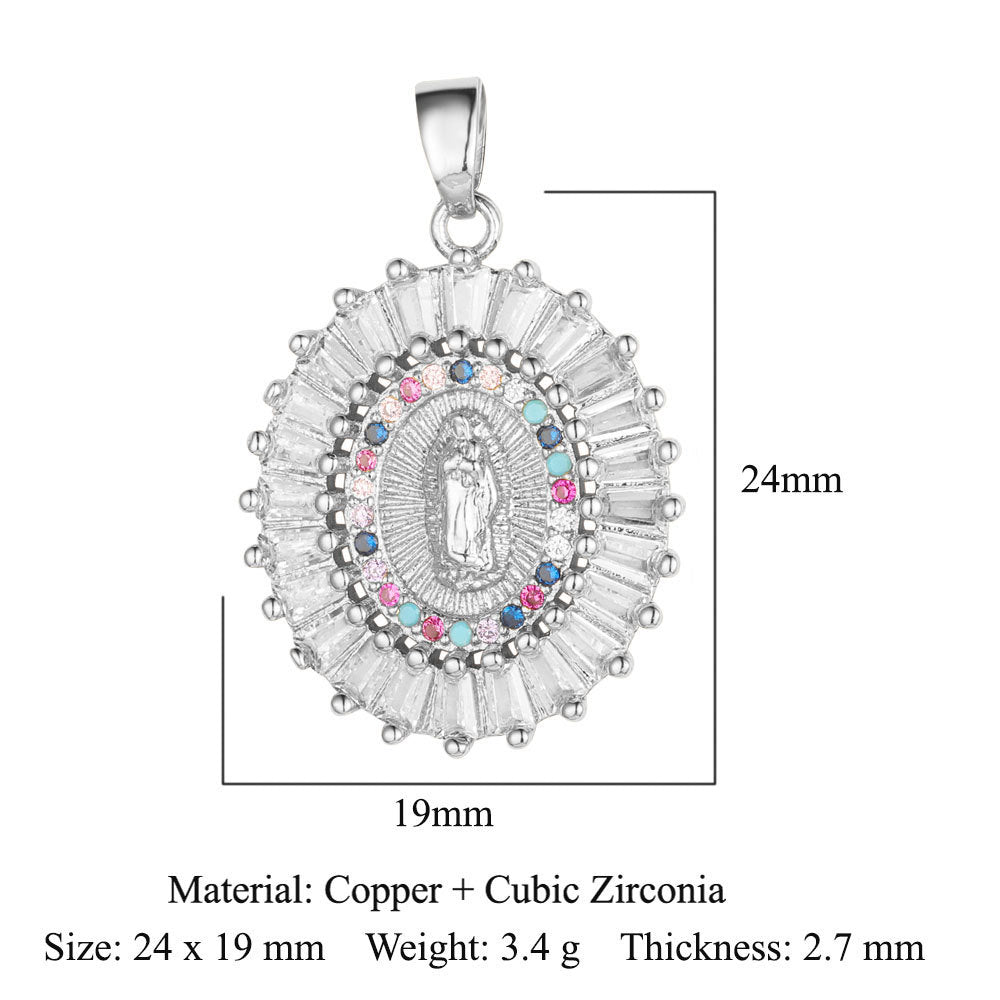 Copper zircon Virgin Mary pendant pendant