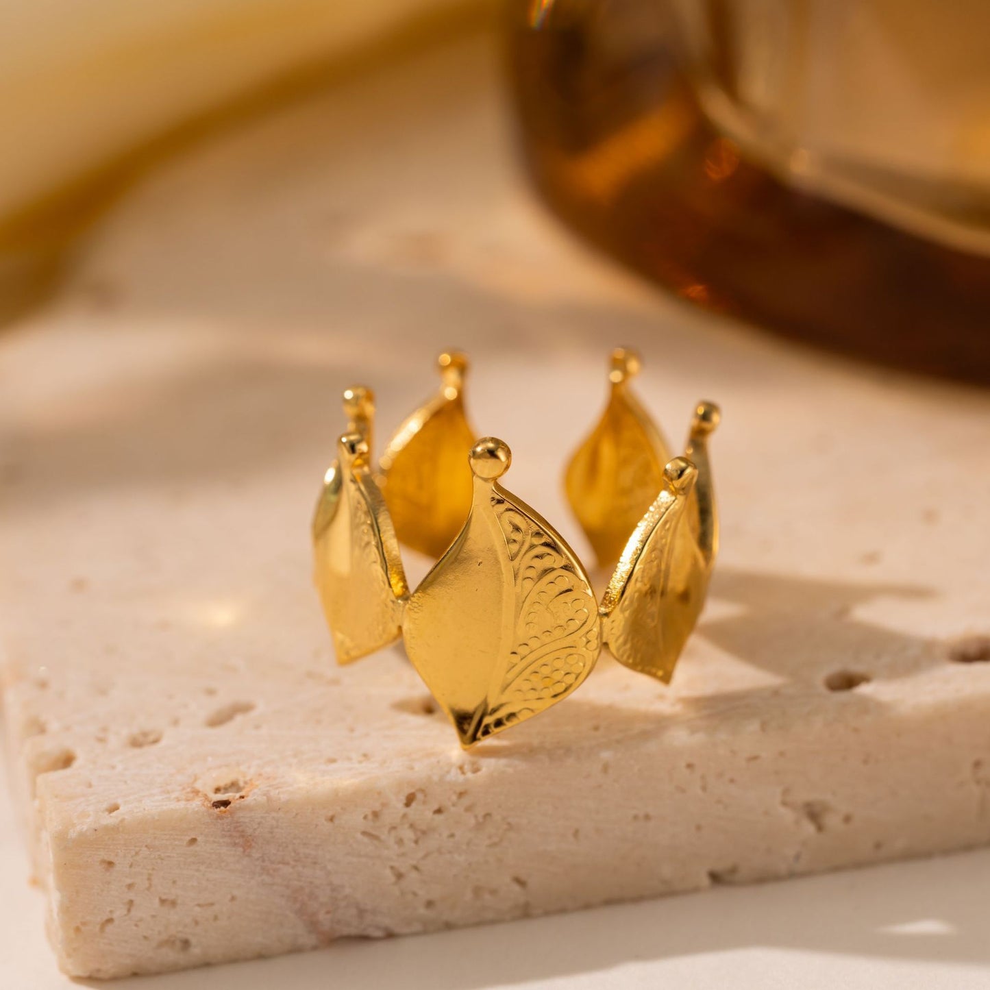 Titanium Steel Leaf Ring