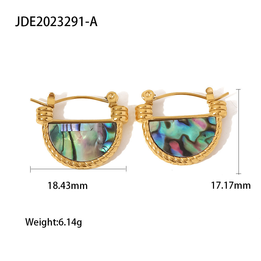 Shell/White Mother-of-Pearl/Green Malachite Earrings