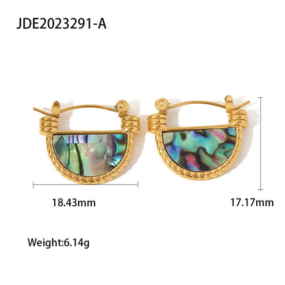 Shell/White Mother-of-Pearl/Green Malachite Earrings