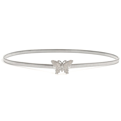 Silver chain round buckle belt