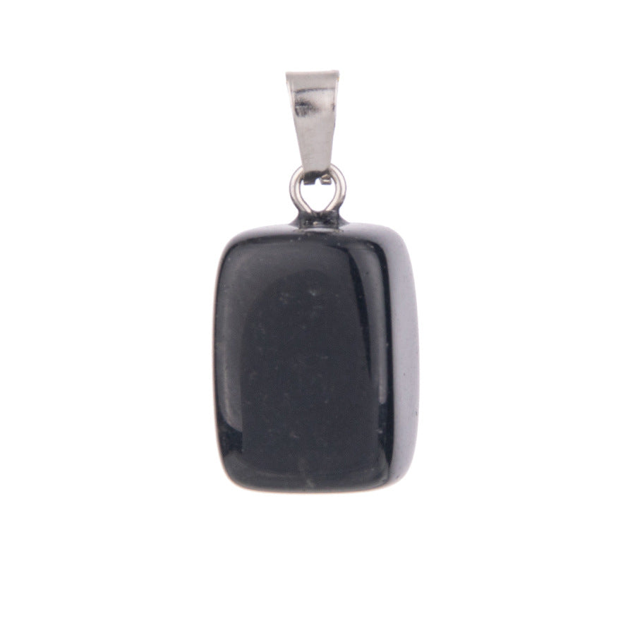 Crystal amorphous semi-precious stone cube pendant