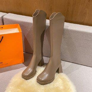 Brown Stretch Tall Boots