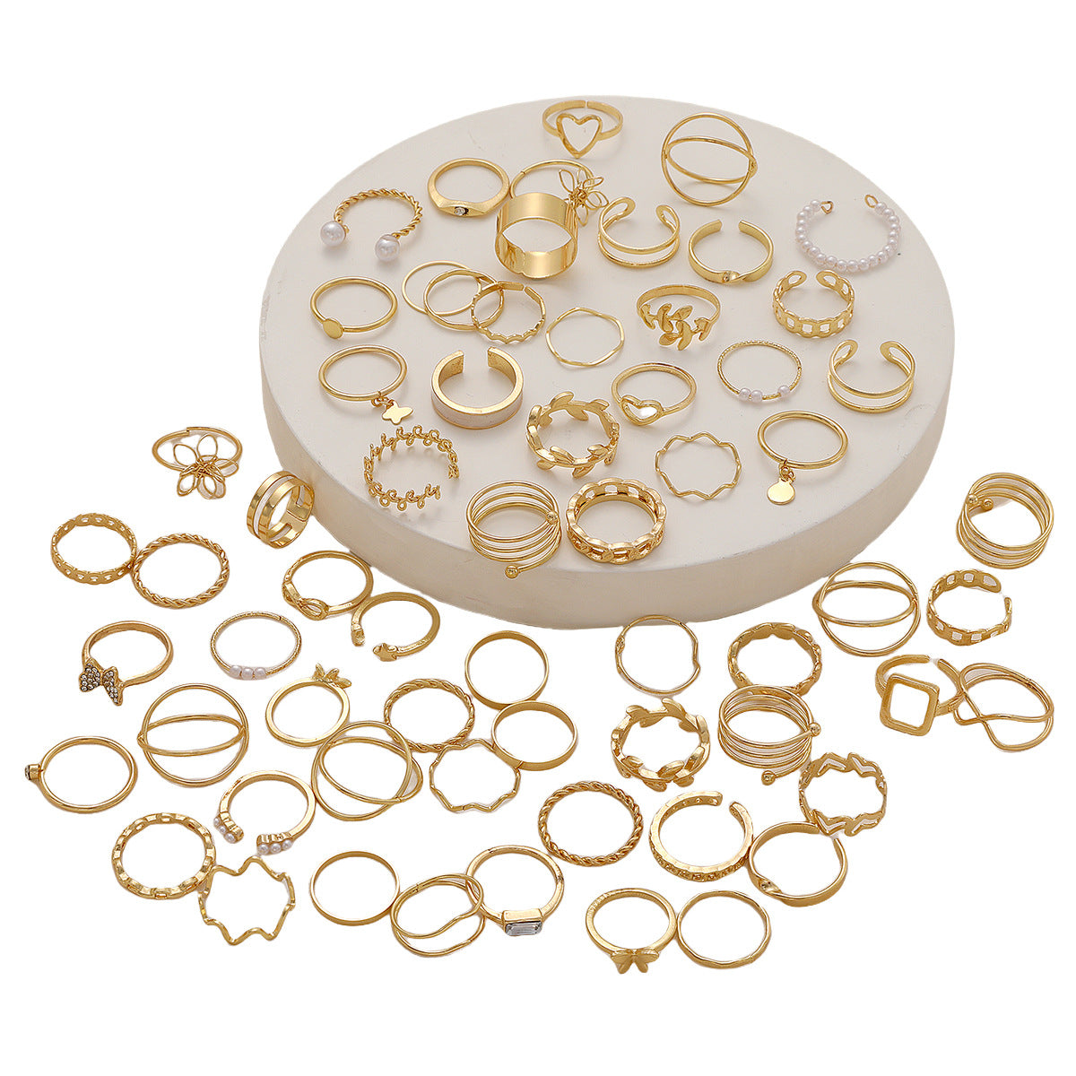 Flower & Butterfly Spiral Ring Set (66-Piece)