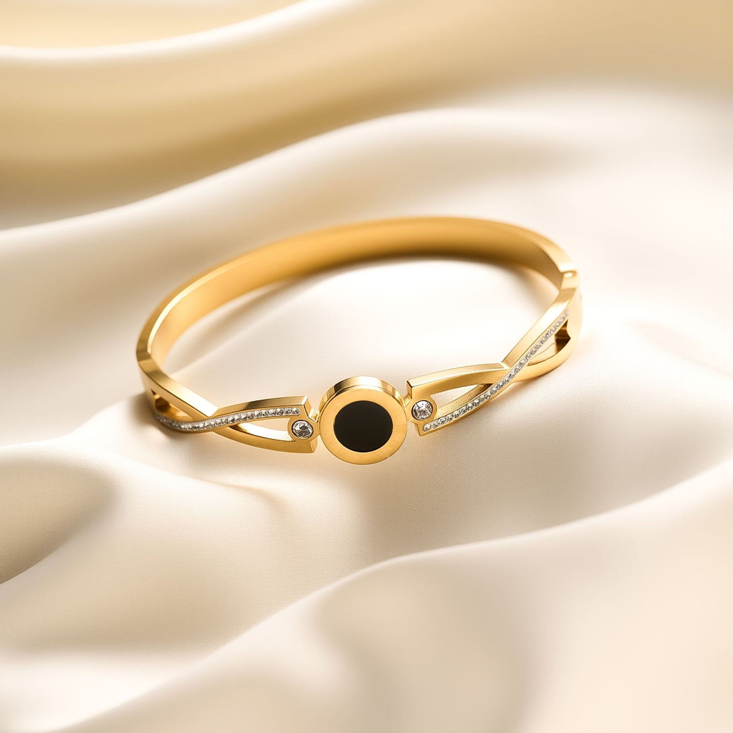 Non-Fading Titanium Steel Roman Numeral Bracelet with Pave Cross