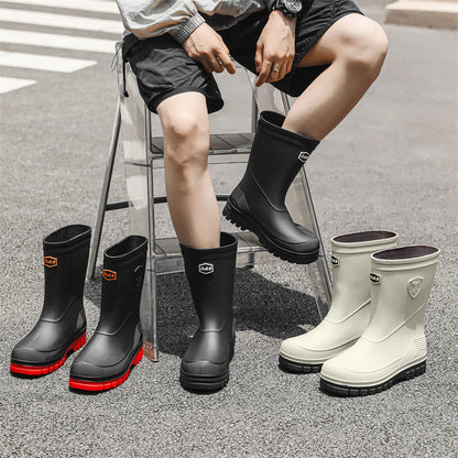 Rain shoes men's medium tube versatile thick sole