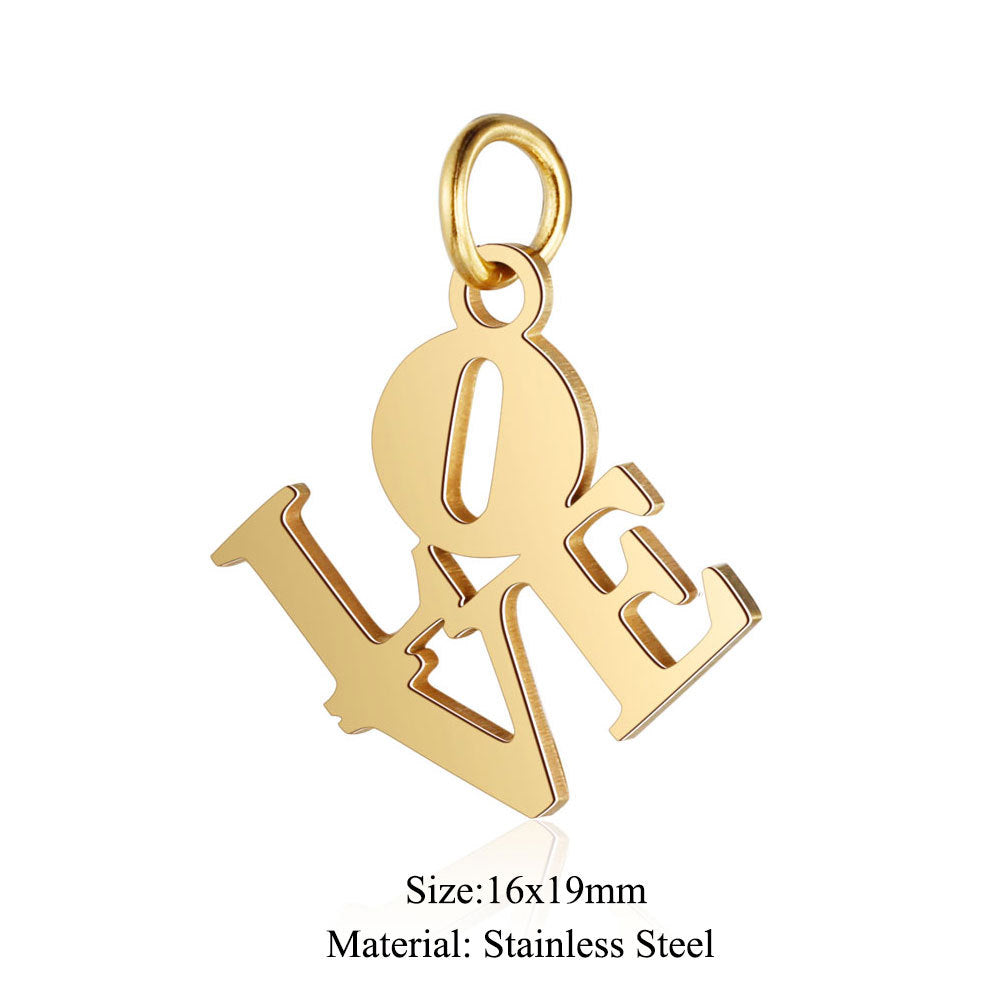 5 pcs/titanium steel pendant LOVE pentagram elephant cat