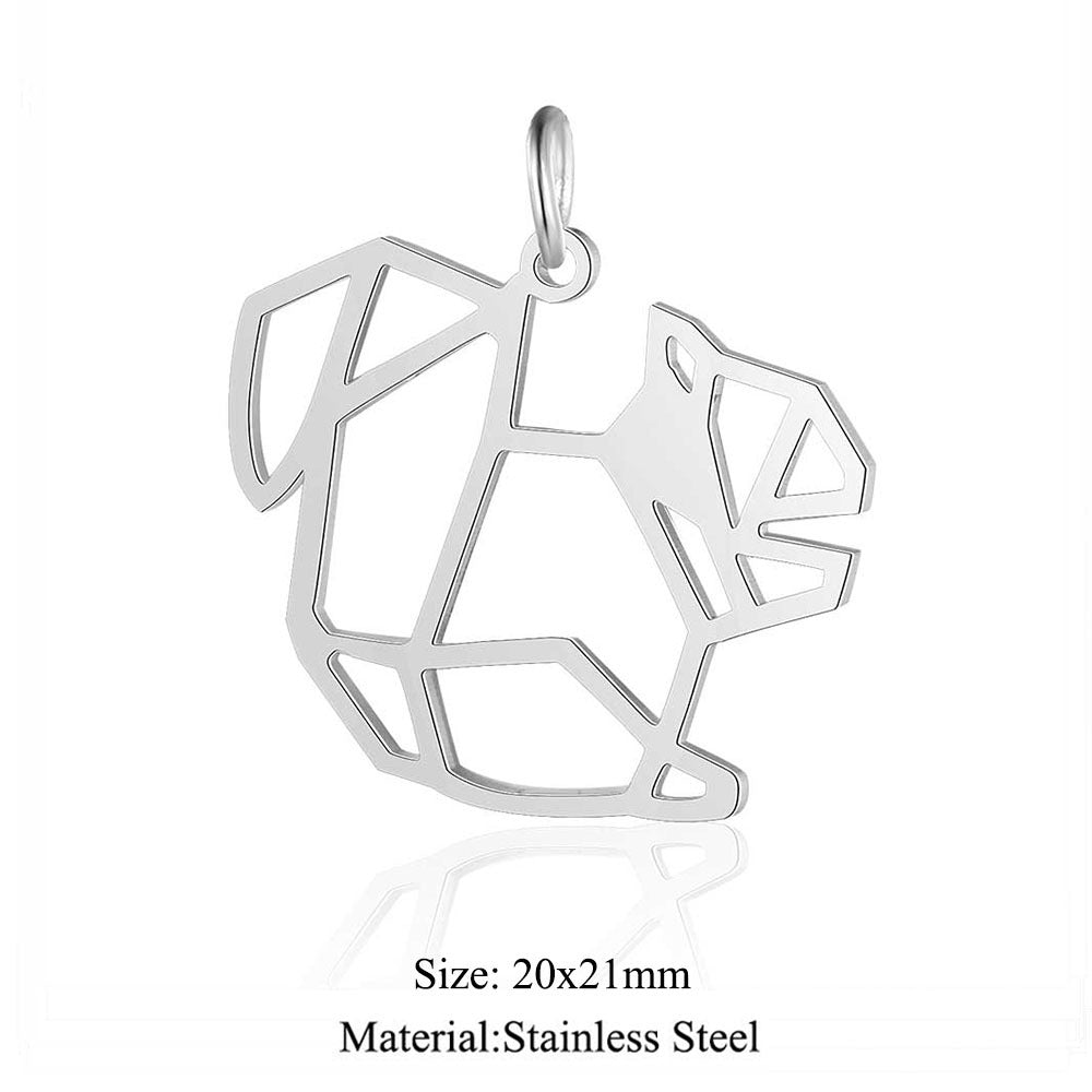 5 pcs/titanium steel paper-cut style animal pendant.