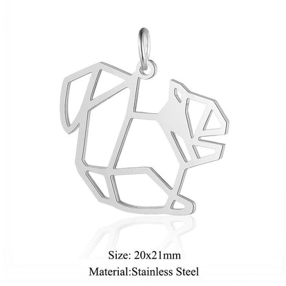 5 pcs/titanium steel paper-cut style animal pendant.