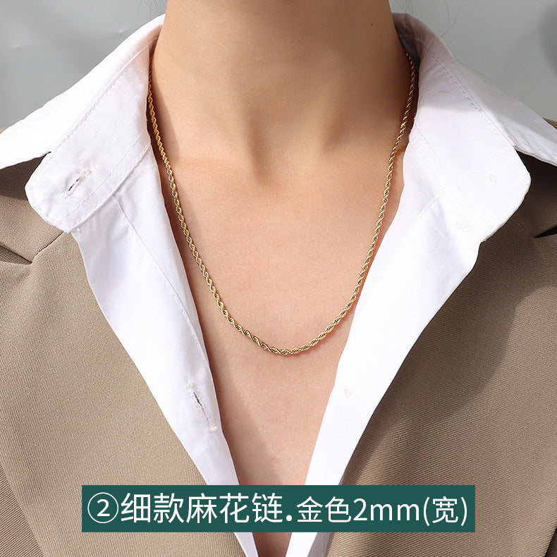 18K Gold Plated Titanium Steel Chain Necklace