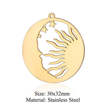 5 pcs/pack star moon titanium steel pendant planet DIY