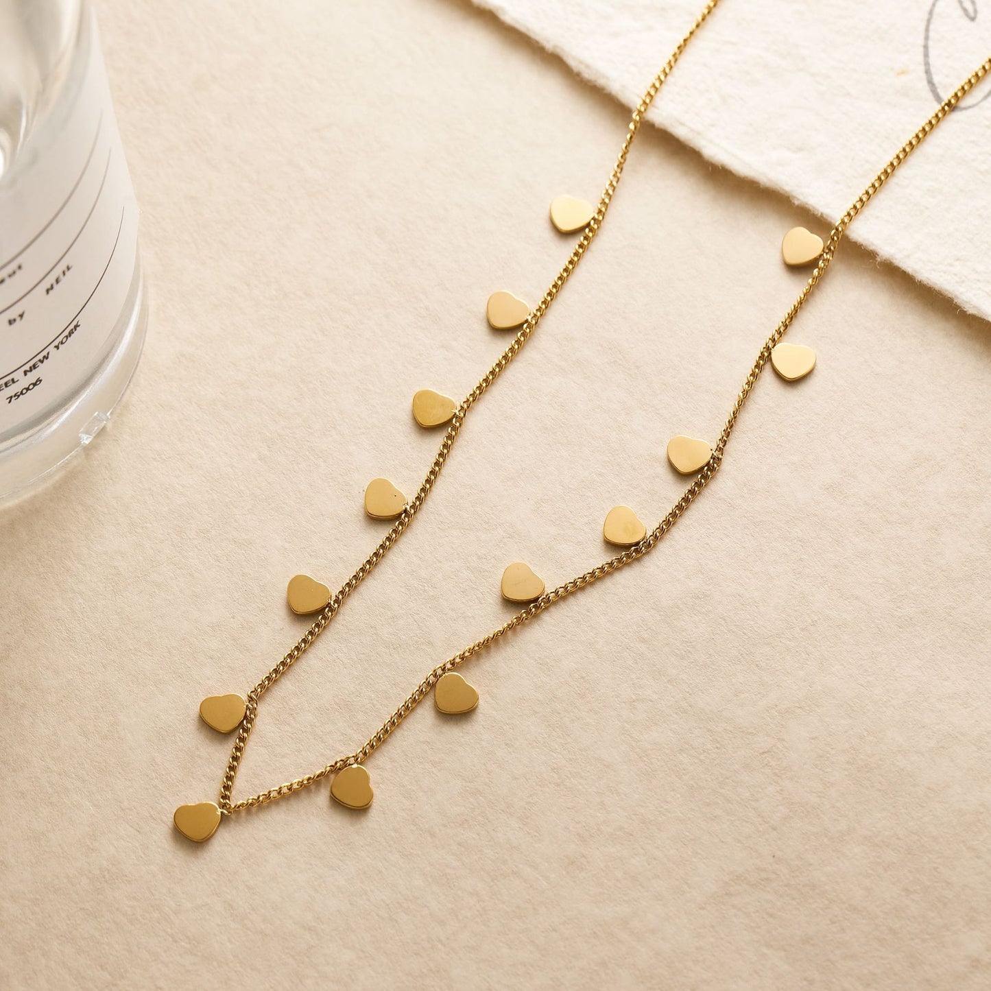 18K Gold-Plated Titanium Steel Multi-Heart Collarbone Necklace