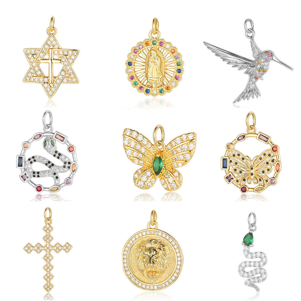 Copper Zircon Cross Virgin Necklace Pendant