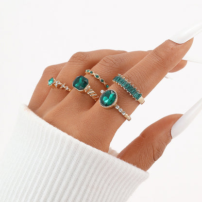 Juego de 5 anillos estilo anillo morado 