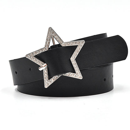 Pentagram Rhinestone Buckle Belt