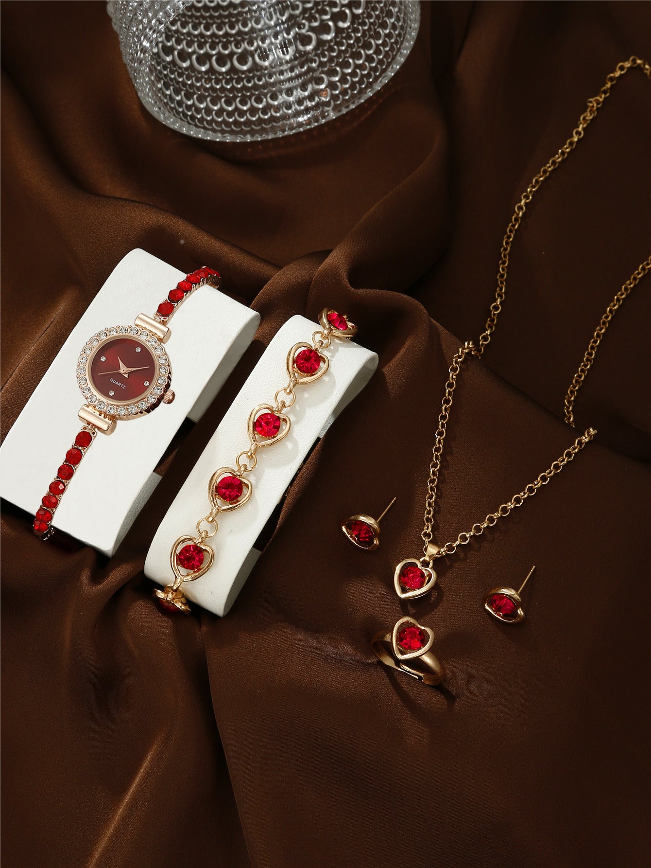 Bracelet Watch Peacock Water Drop Women's Jewelry Set