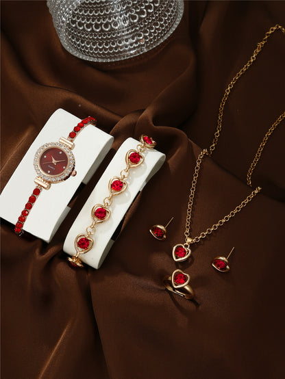 Bracelet Watch Peacock Water Drop Women's Jewelry Set