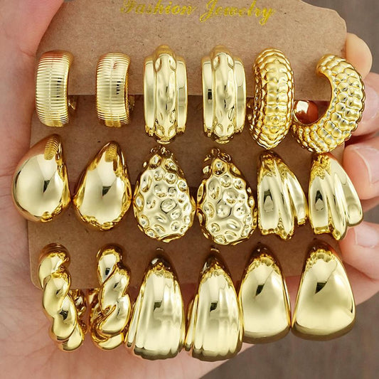 9-Piece Geometric Earring Set
