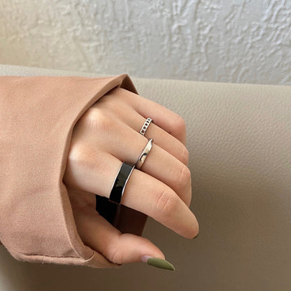 Anillo de tres piezas personalizado retro negro 