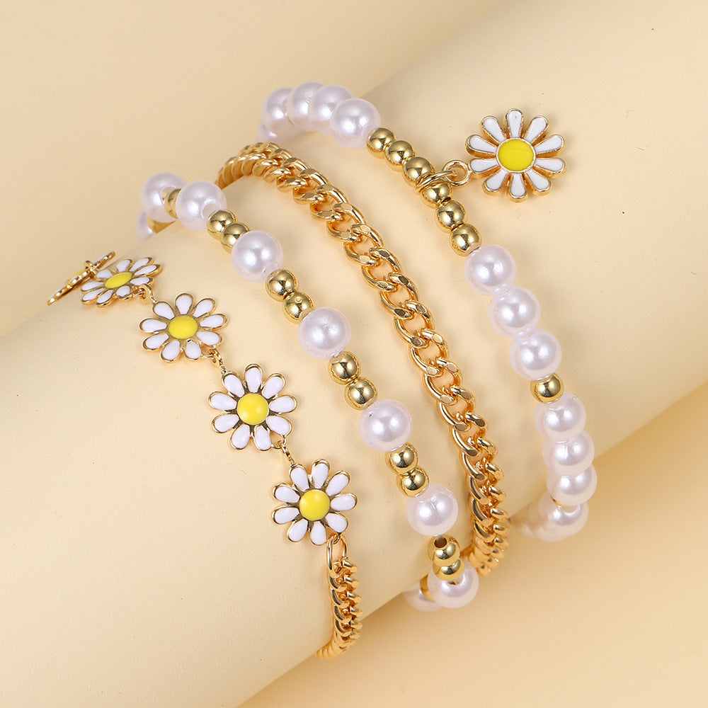 Daisy Pearl Bracelet Set (4-piece)