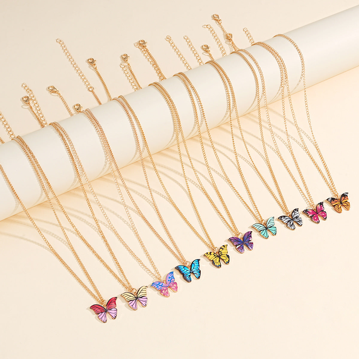 Gold Drip Butterfly Necklace Set (10-Piece)