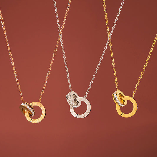 Titanium Steel Double Ring Necklace