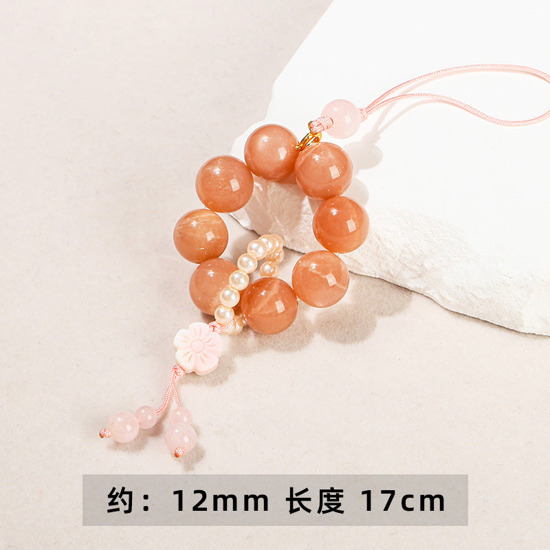 7A Natural Orange Moonstone Mobile Phone Pendant