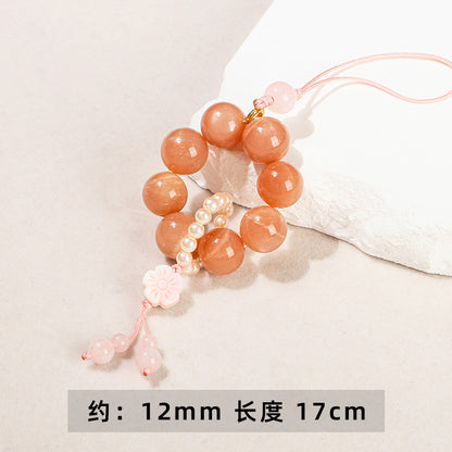 7A Natural Orange Moonstone Mobile Phone Pendant